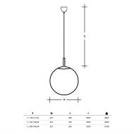 OLANA Weie Kugelglas Pendelleuchte - Sonderangebot Abmessungen der kugelfrmigen Pendelleuchte.