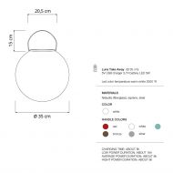 LUNA TAKE AWAY Akku Kugelleuchte Abmessungen der Kugellampe.