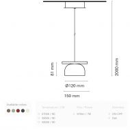 BELLE O Kleine Design-Pendelleuchte Abmessungen der kleinen Pendeleuchte.