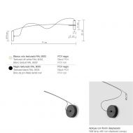 MAINTIEN Design-Wandleuchte lang Abmessungen des langen Spot-Auslegers.