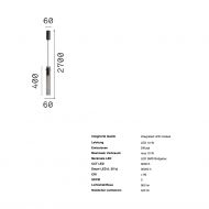 FIOLA Zylindrische Glas-Pendelleuchte Abmessungen der zylindrischen Glasleuchte.
