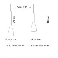 FARAH Glas-Pendelleuchte lang Abmessungen der langen Glasleuchte.