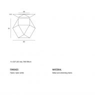 FRONI Groe flache Deckenleuchte in Wei Flache Deckenleuchte mit 11 cm Hhe.