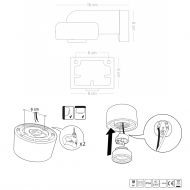 DALE Wandleuchte Porzellan in Schwarz IP54 Abmessungen der Porzelan-Wandleuchte.