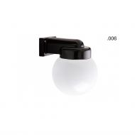 DALE Wandleuchte Porzellan in Schwarz IP54 Wandleuchte klassisch mit weiem Kugelglas 006.