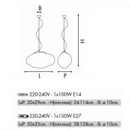 CLOUD wolkige Hngelampe aus Glas Abmessungen der wolkigen Hngeleuchte.