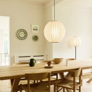 LAMPION Bodenstehleuchte Leinen Bodenstehleuchte kombiniert mit Pendelleuchte