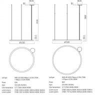 COURAGE Ring-H�ngeleuchte in f�nf Gr��en Abmessungen und Lumen 123 u. 153 cm.