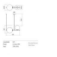 TELIS Moderne H�ngeleuchte mit Glaskugeln Abmessungen dimmbare Leuchte Kugelglas