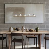 MARBLE Lange H�ngeleuchte mit Marmor-Schirmen Lange H�ngeleuchte dimmbar Esstisch, wei�es Marmor