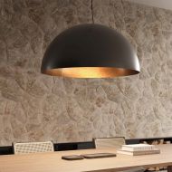 AMEDEO Halbkugel Pendelleuchte zweifarbig Pendelleuchte halbrund, Schwarz/Gold, Esstischleuchte.