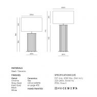 SONICA Moderne Tischstehleuchte Abmessungen der modernen Tischleuchten.
