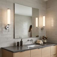NUMU Lange Wandleuchte mit Glasr�hre Wandleuchte rechts und links vorm Spiegel.