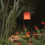 TOBA Designleuchte f�r Aussen Extra warmes Licht mit Outdoor H�ngeleuchte - Schirm orange.