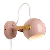 SERIO COLOR Kleine Wandleuchte Kugelkopf Rosafarbene Wandleuchte mit langem Kabel