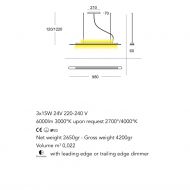 TRATTO lngliche LED Hngeleuchte Abmessung und Lumen der LED Hngeleuchte.
