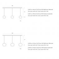 ACAIS 3-flammige Opalglas Pendelleuchte 140 lang Abmessungen der 3-flam. H�ngeleuchte