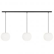 ACAIS 3-flammige Opalglas Pendelleuchte 140 lang Halterung schwarz, Schirm Durchmesser 26 cm