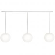 ACAIS 3-flammige Opalglas Pendelleuchte 140 lang Halterung weiss, Schirm Durchmesser 26 cm