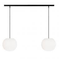ACAIS 2-flammige Opalglas Pendelleuchte Halterung schwarz, Schirm Durchmesser 26 cm