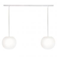 ACAIS 2-flammige Opalglas Pendelleuchte Halterung weiss, Schirm Durchmesser 26 cm