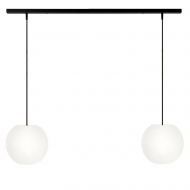 ACAIS 2-flammige Opalglas Pendelleuchte 2-flammige Leuchte, Schwarz, � 21 cm