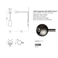 BILLAR Ausleger-Wandleuchte mit Spotlicht Spot um 300� drehbar.