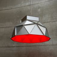 APOLLO XXL Design-Hngeleuchte Auen Edelstahl - innen rot.