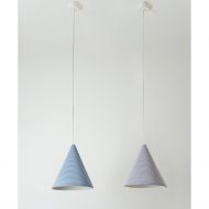 JAZZ STRIPE Design Pendelleuchte aus Italien Textilschirme Violett, Blau.