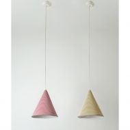 JAZZ STRIPE Design Pendelleuchte aus Italien Textilschirme Rot, Gelb.