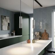 KNALLA 23 Zylindrische Beton Pendellampe mit Metall 3x Pendelleuchte �ber K�chentheke.