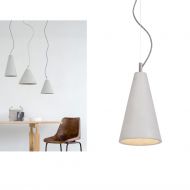 KYOTO Beton Hngeleuchte in drei Gren Konischer Beton-Lampenschirm, natur.