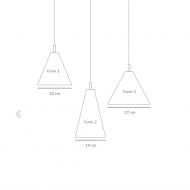 KYOTO Beton Hngeleuchte in drei Gren Alle drei Formen der Leuchte mit Maen.