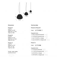 PERSEO Bulbous clear glass luminaire Abmessung der italienischen Pendelleuchte.