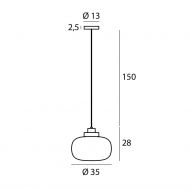 LEGR Rauchglas-Pendelleuchte mit LED Abmessung der Rauchglas-Leuchte.