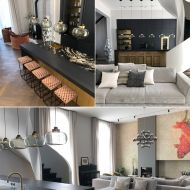 LEGR Rauchglas-Pendelleuchte mit LED Bauchige Glasleuchte zur Beleuchtung einer Kchenzeile.