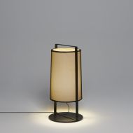 MACAO Schlichte Tischleuchte mit Stoffschirm in Wei oder Beige mit schwarzem Netz Ausfhrung in Beige mit schwarzem Netz.