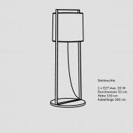MOLACO Schlichte Bodenstehleuchte mit Stoffschirm Abmessungen der schlichten Bodenstehleuchte.