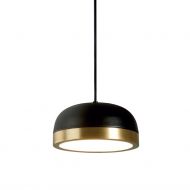 MOLLY Italian LED pendant light Pendelleuchte mit schickem Retro-Akzent. Abbildung: schwarz rau mit Messing Ring.