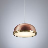 MOLLY M Halbrunde LED Pendelleuchte aus Messing oder Kupfer Mit Schirm aus Kupfer und Messingring.