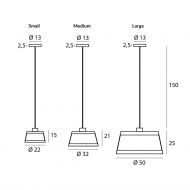 ILLY Schwarze Pendelleuchte mit Textilschirm Abmessung der Pendelleuchte mit Stoffschirm.