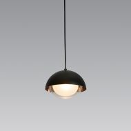 MUSE Kleine Pendelleuchte Schwarz u. Glas Hochwertige Pendelleuchte in Schwarz/Kupfer mit doppelwandigem Lampenglas  20cm.