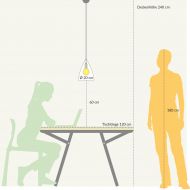 MEDANO II Zweifarbige Beton-Hngelampe Grenverhltnis von Lampe zu Esstisch.