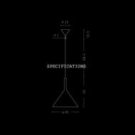 FUNNEL Design Pendelleuchte in Schwarz oder Wei Abmessungen der groen Hngeleuchte.