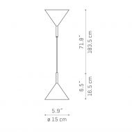 FUNNEL MINI Kleine LED Design Pendelleuchte Abmessungen der schicken Pendelleuchte.