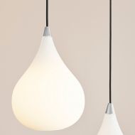 TROPFEN Opalglas Pendelleuchte tropfenfrmig Minimalistische Aufhngung aus Aluminium.
