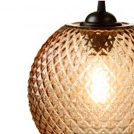 KNAP BALL Pendelleuchte mit gepresstem Glas Detail der Pendellampe mit Glasschirm.