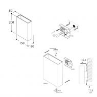 BOA UP/DOWN Indirect LED wall light Abmessung der Led Wandleuchte.