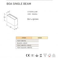 BOA SINGLE Indirekte LED Wandleuchte Abmessung der Led Wandleuchte.
