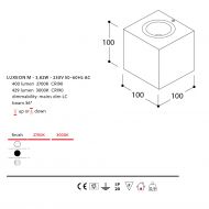 BRIX IN Square LED wall light - 1-light Abmessung und Lumen der Wandleuchte.